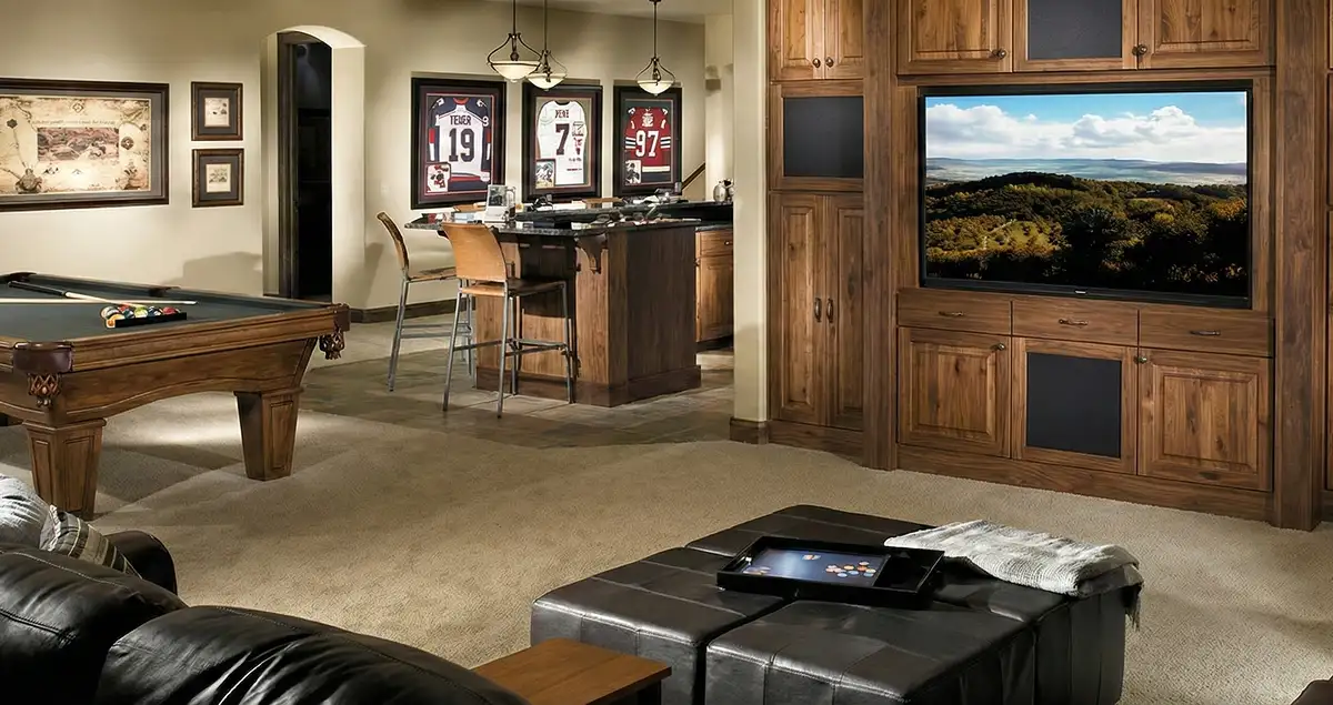 finished basement remodeling project transforming a basement into a comfortable living space in Seattle, WA