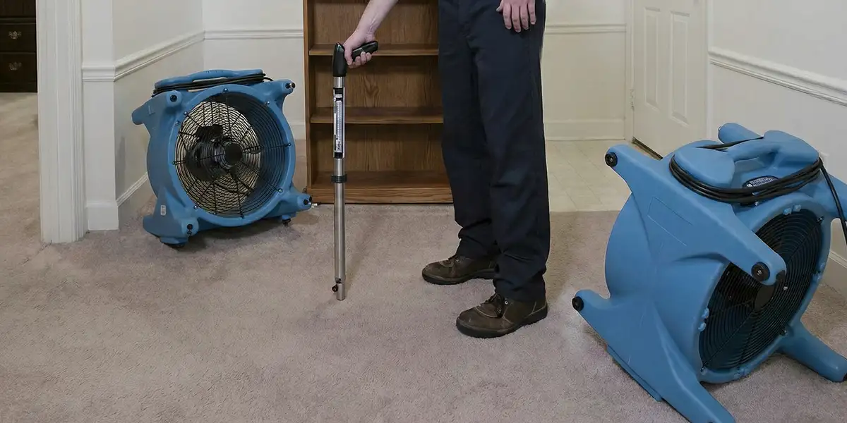 emergency water removal equipment deployed to dry a flooded residential interior in Seattle, WA