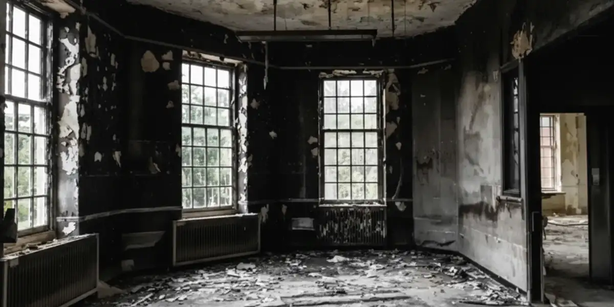 fire damage repair addressing severe interior damage and smoke residue inside a burned home in Seattle, WA