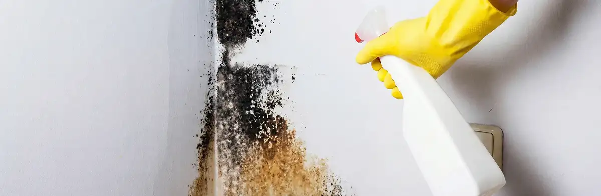 visible mold growth on an interior wall being treated during mold removal service in Seattle, WA