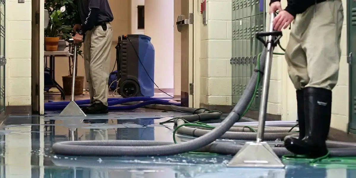 water damage restoration technicians performing professional water extraction inside a property in Seattle, WA